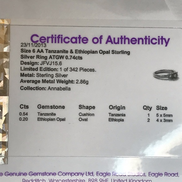 AA Tanzanite & Ethiopian Opal Sterling Ring, sz 6 - Picture 6 of 6